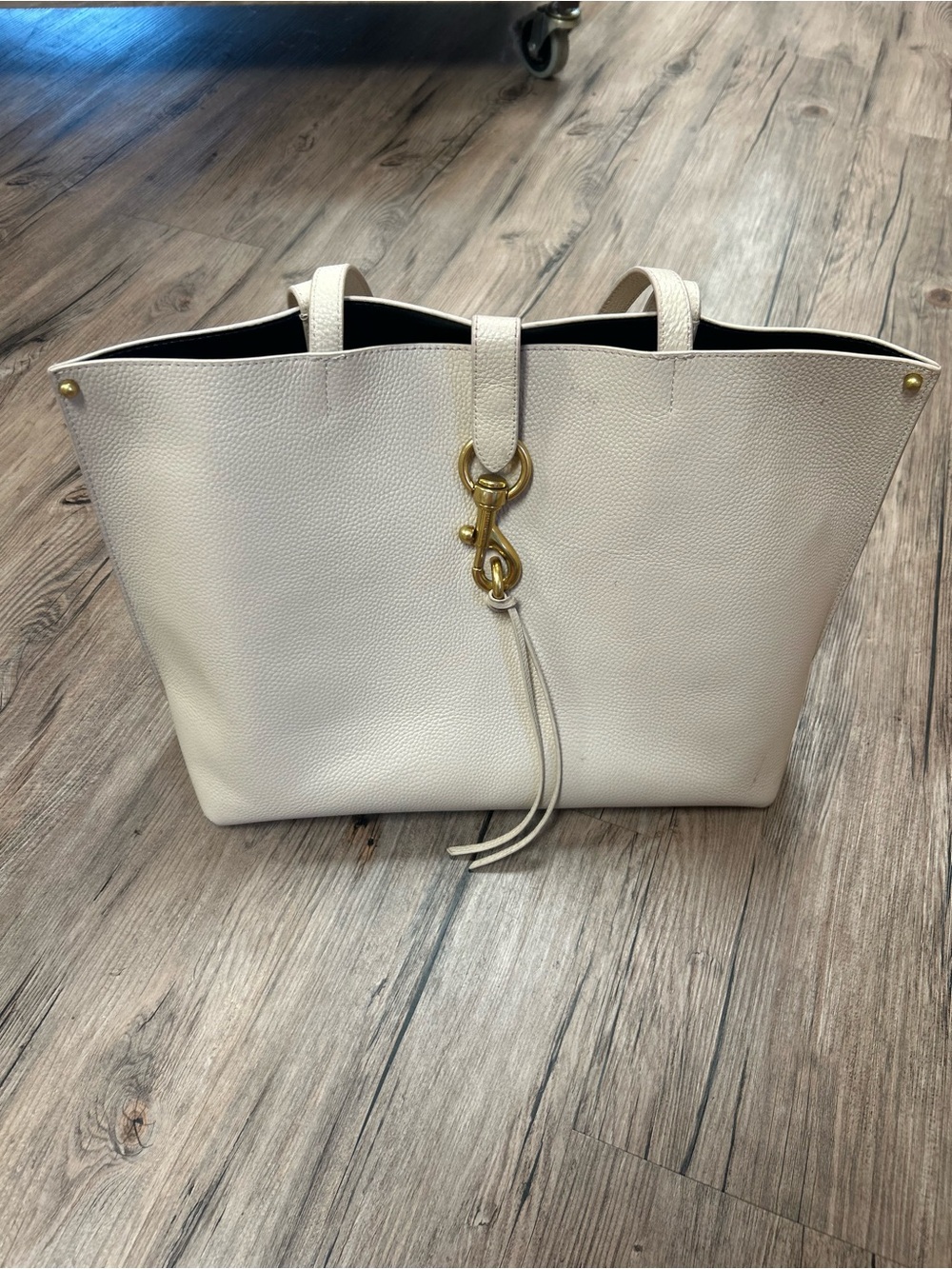 Rebecca Minkoff Stone Megan Pebbled Leather Tote with Gold Hardware
